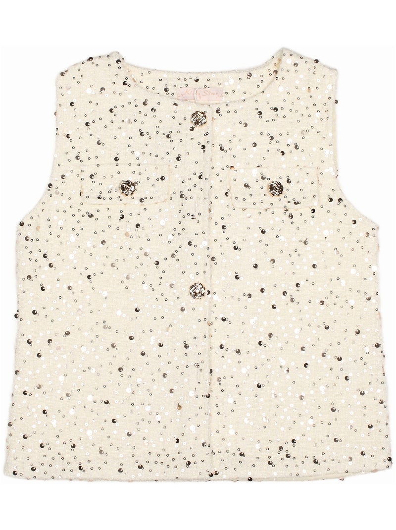 Completo elegante decorato con paillettes - Kids Star Crema - Kiabi