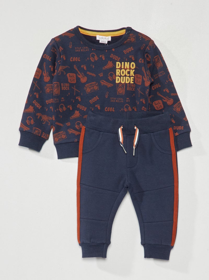 Completo felpa a maniche lunghe + pantaloni - 2 pezzi BLU - Kiabi