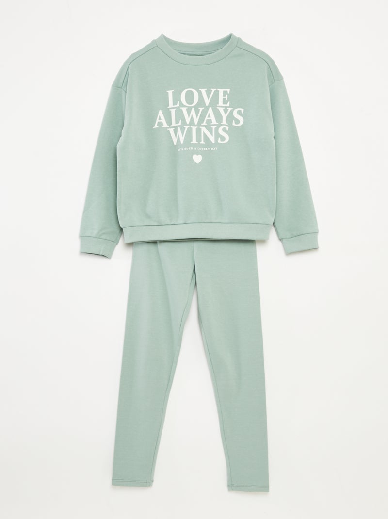 Completo felpa Completo stampato felpa + leggings - completo stampato felpa + leggings - stampato - 2 pezzi Blu - Kiabi