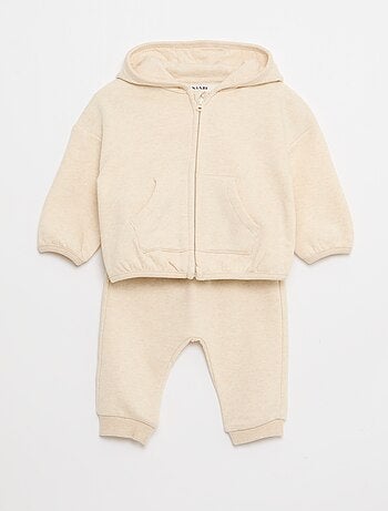 Completo felpa con cappuccio zippata + pantaloni - 2 pezzi