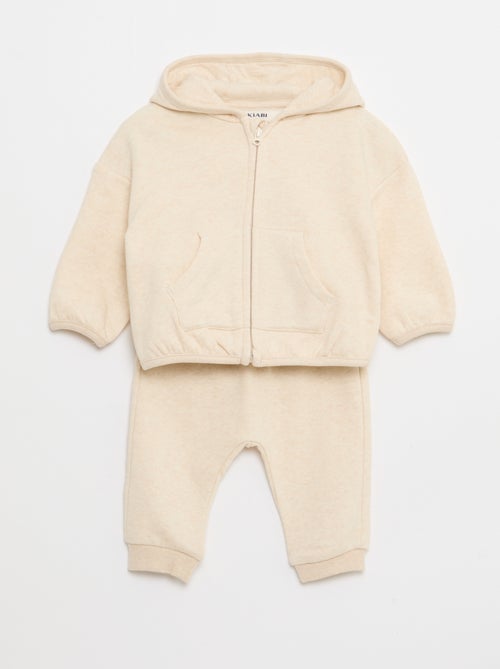 Completo felpa con cappuccio e zip + pantaloni - 2 pezzi - Kiabi