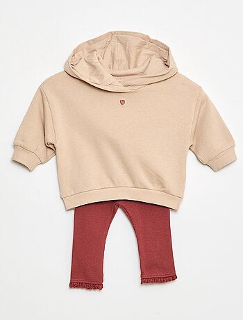 Completo felpa con cappuccio + leggings in maglia