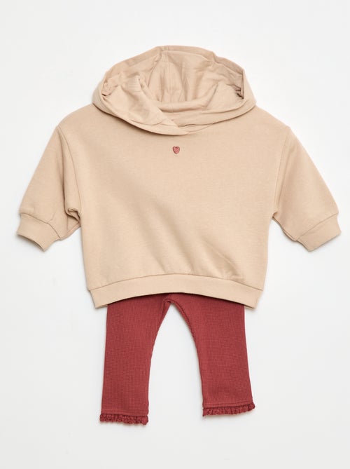 Completo felpa con cappuccio + leggings in maglia - Kiabi
