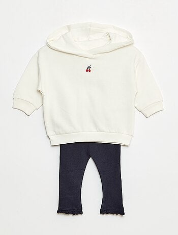 Completo felpa con cappuccio + leggings in maglia