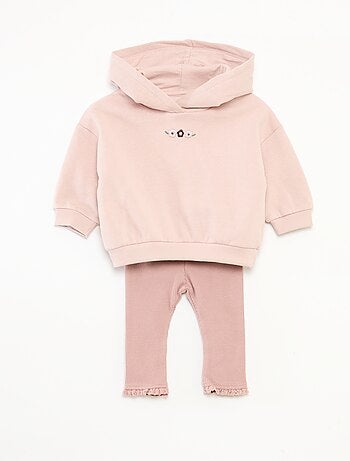 Completo felpa con cappuccio + leggings in maglia