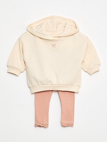 Completo felpa con cappuccio + leggings in maglia