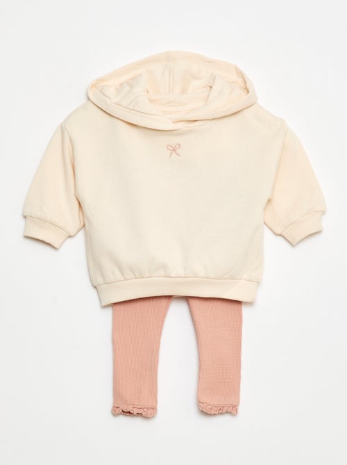 Completo felpa con cappuccio + leggings in maglia - Kiabi