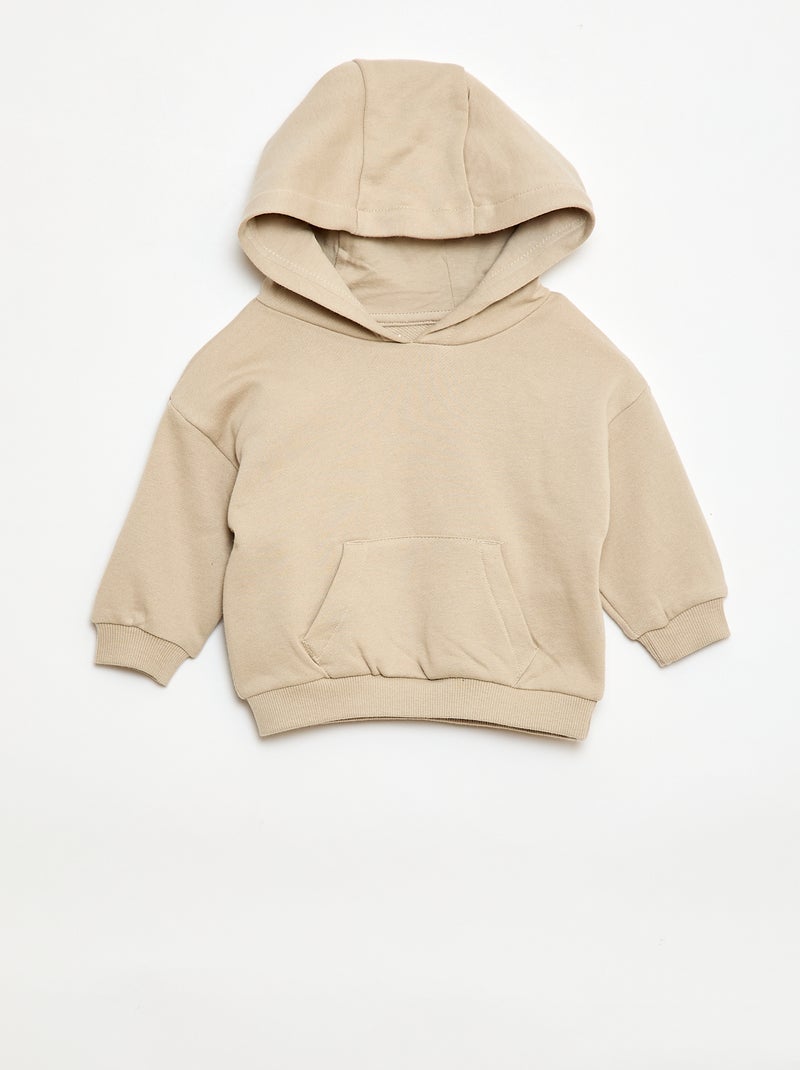 Completo felpa con cappuccio + pantaloni da jogging monocromatico - 2 pezzi Beige - Kiabi