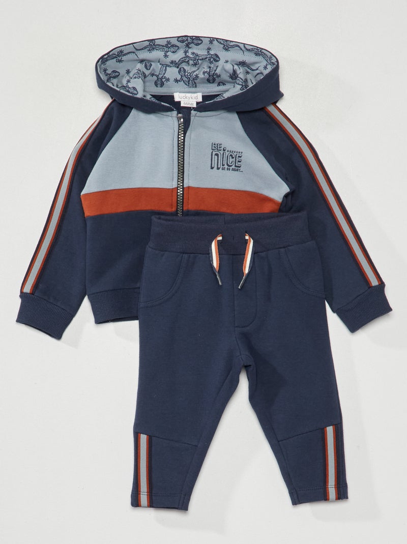 Completo felpa con cappuccio + pantaloni joggers - 2 pezzi BLU - Kiabi