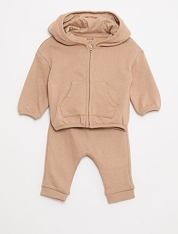 Completo felpa con cappuccio zippata + pantaloni - 2 pezzi