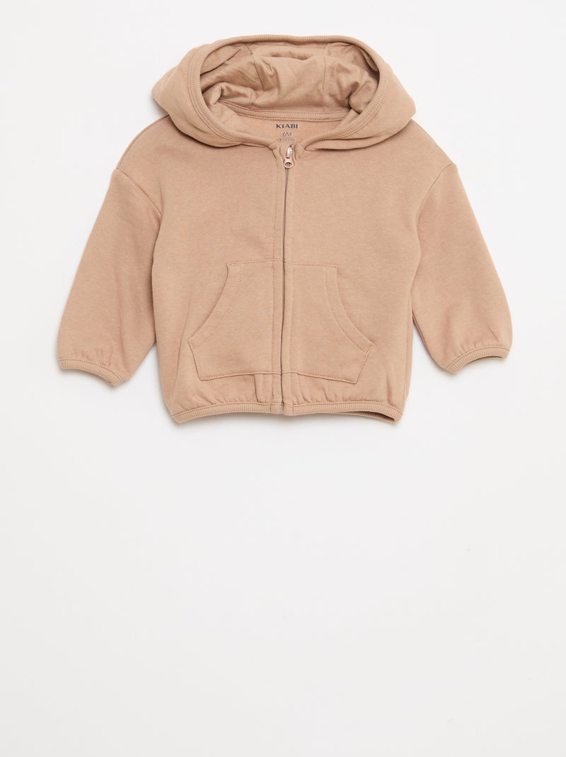 Completo felpa con cappuccio zippata + pantaloni - 2 pezzi Beige - Kiabi