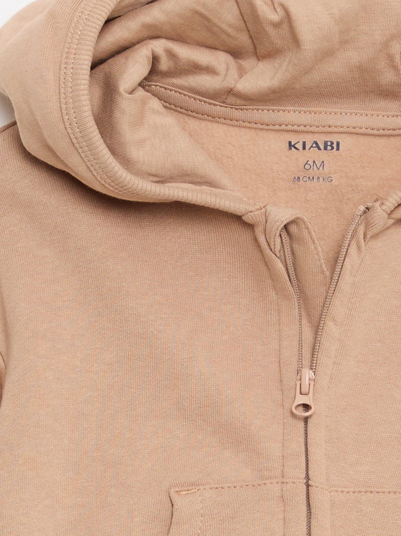 Completo felpa con cappuccio zippata + pantaloni - 2 pezzi Beige - Kiabi