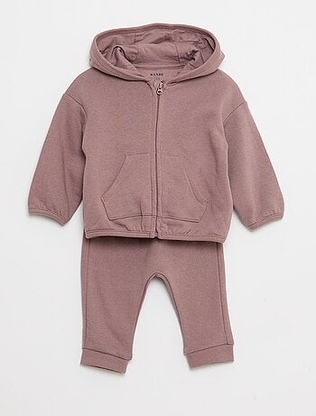 Completo felpa con cappuccio zippata + pantaloni - 2 pezzi