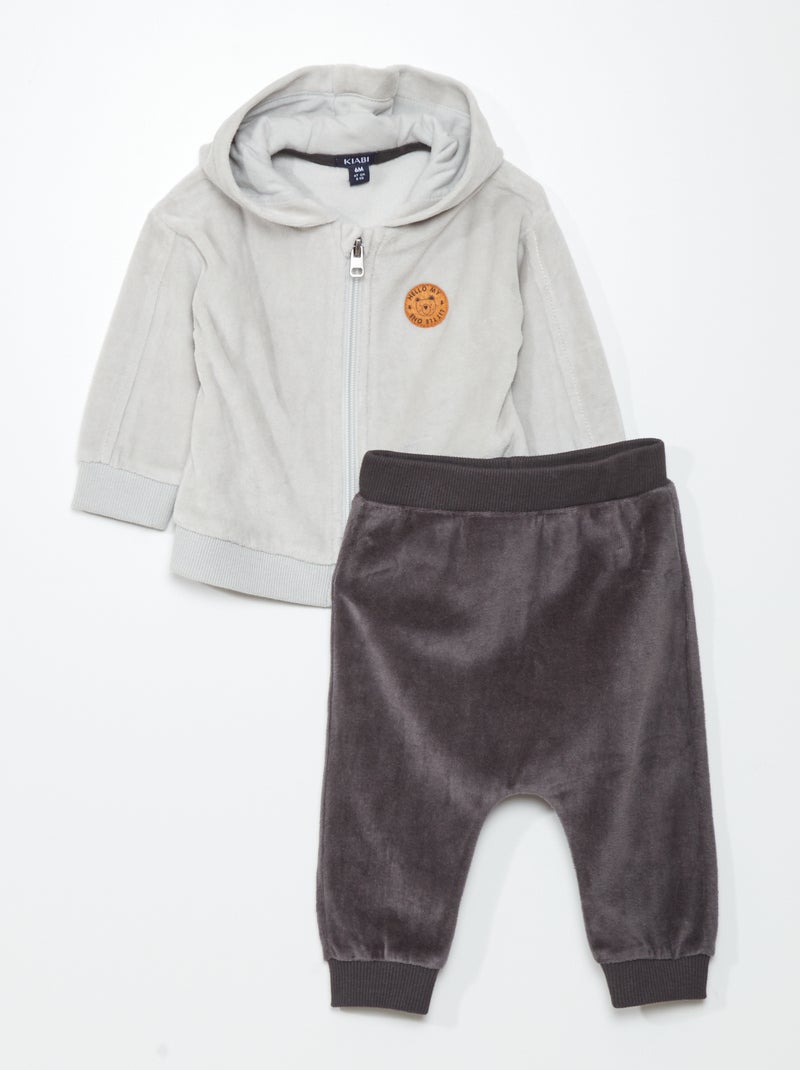 Completo Felpa con zip + pantaloni - 2 pezzi Grigio/Grigio scuro - Kiabi