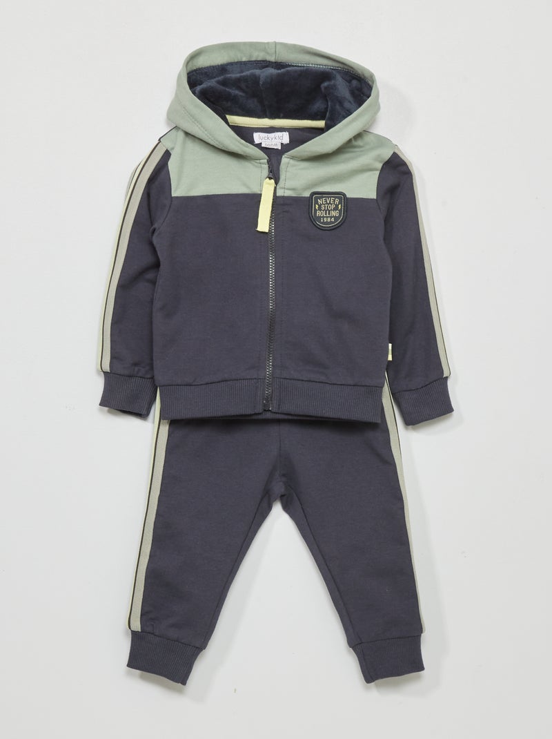 Completo felpa con zip + pantaloni joggers - 2 pezzi BLU - Kiabi