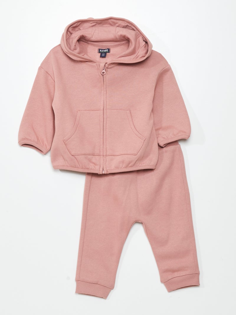 Completo felpa con zip + pantaloni joggers - 2 pezzi ROSA - Kiabi
