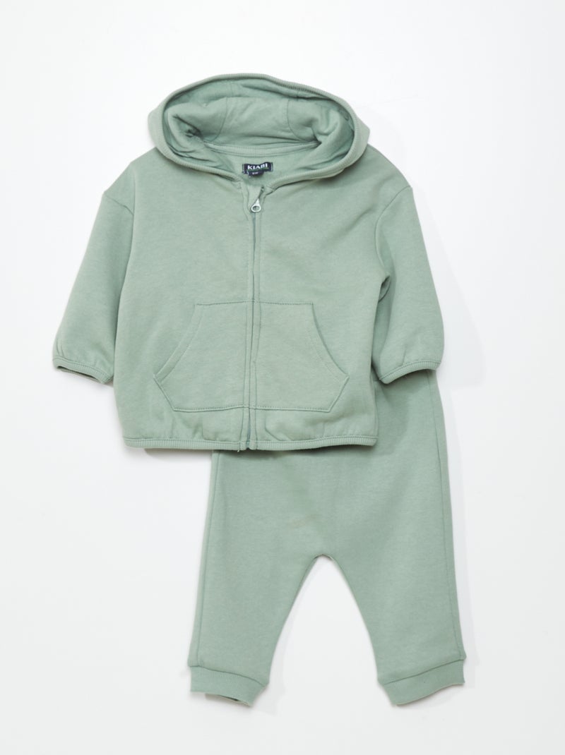 Completo felpa con zip + pantaloni joggers - 2 pezzi VERDE - Kiabi