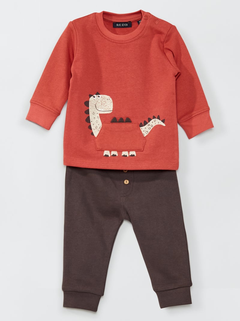 Completo felpa 'dinosauro' + pantaloni - ARANCIONE - Kiabi