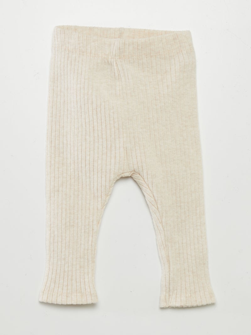 Completo felpa e legging a coste - 2 pezzi BEIGE - Kiabi