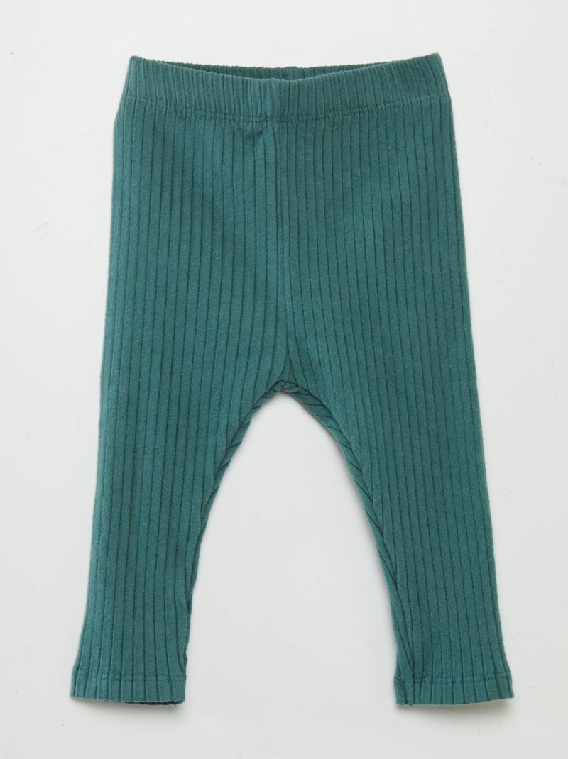 Completo felpa e legging a coste - 2 pezzi VERDE - Kiabi