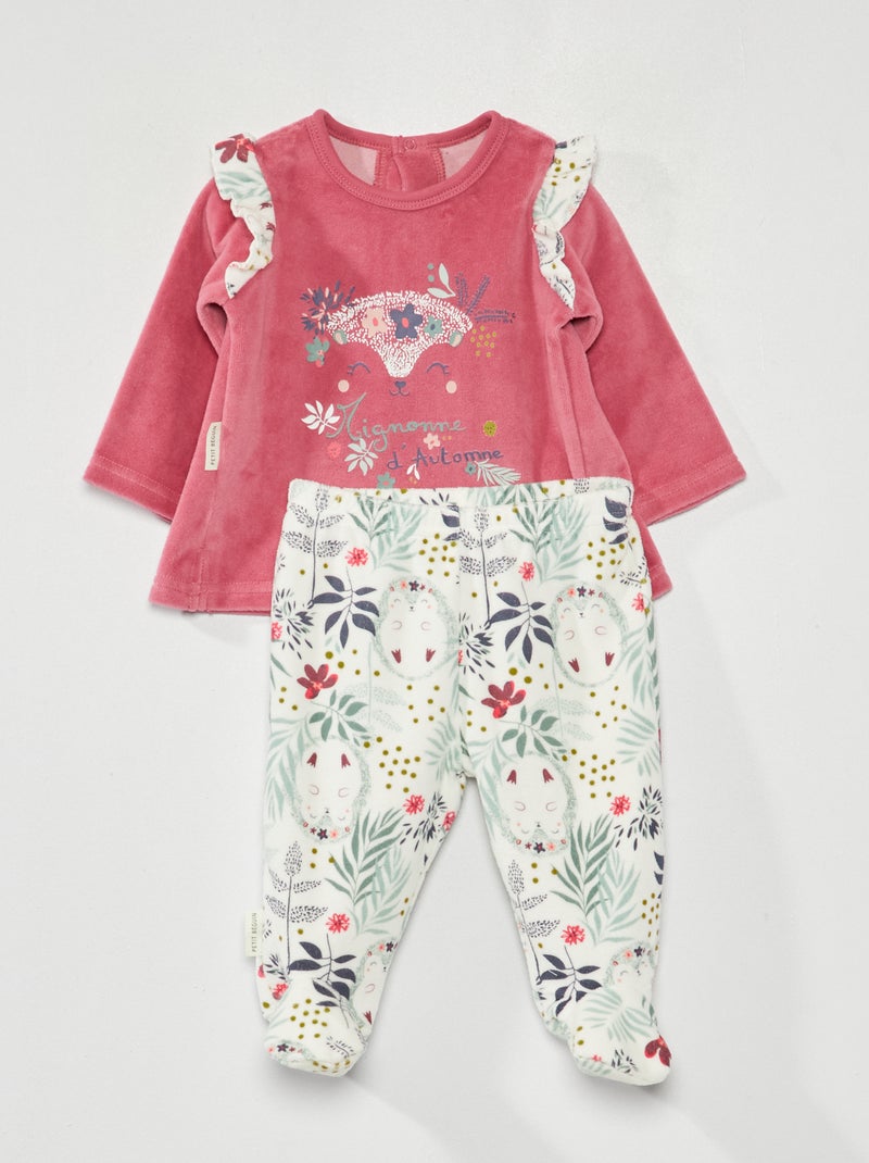 Completo felpa e pantaloni in pile ROSA - Kiabi