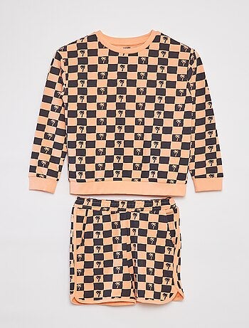 Completo felpa in french terry + shorts - 2 pezzi