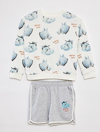 Completo felpa in french terry + shorts - 2 pezzi