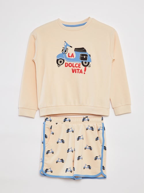 Completo felpa in french terry + shorts - 2 pezzi - Kiabi