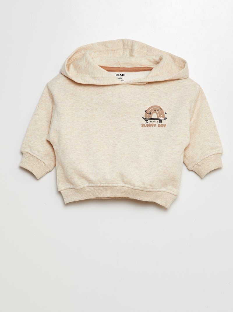 Completo felpa in tessuto felpato + leggings a coste -  2 pezzi BEIGE - Kiabi