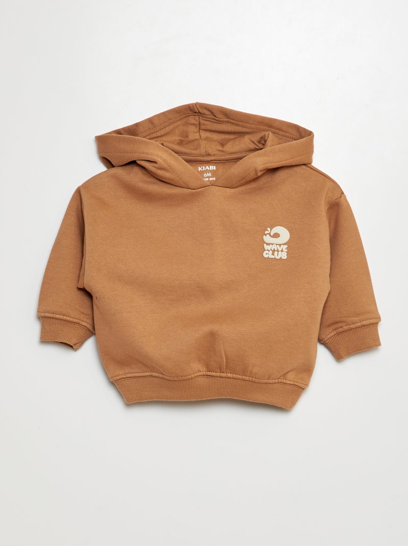 Completo felpa in tessuto felpato + leggings a coste -  2 pezzi BEIGE - Kiabi