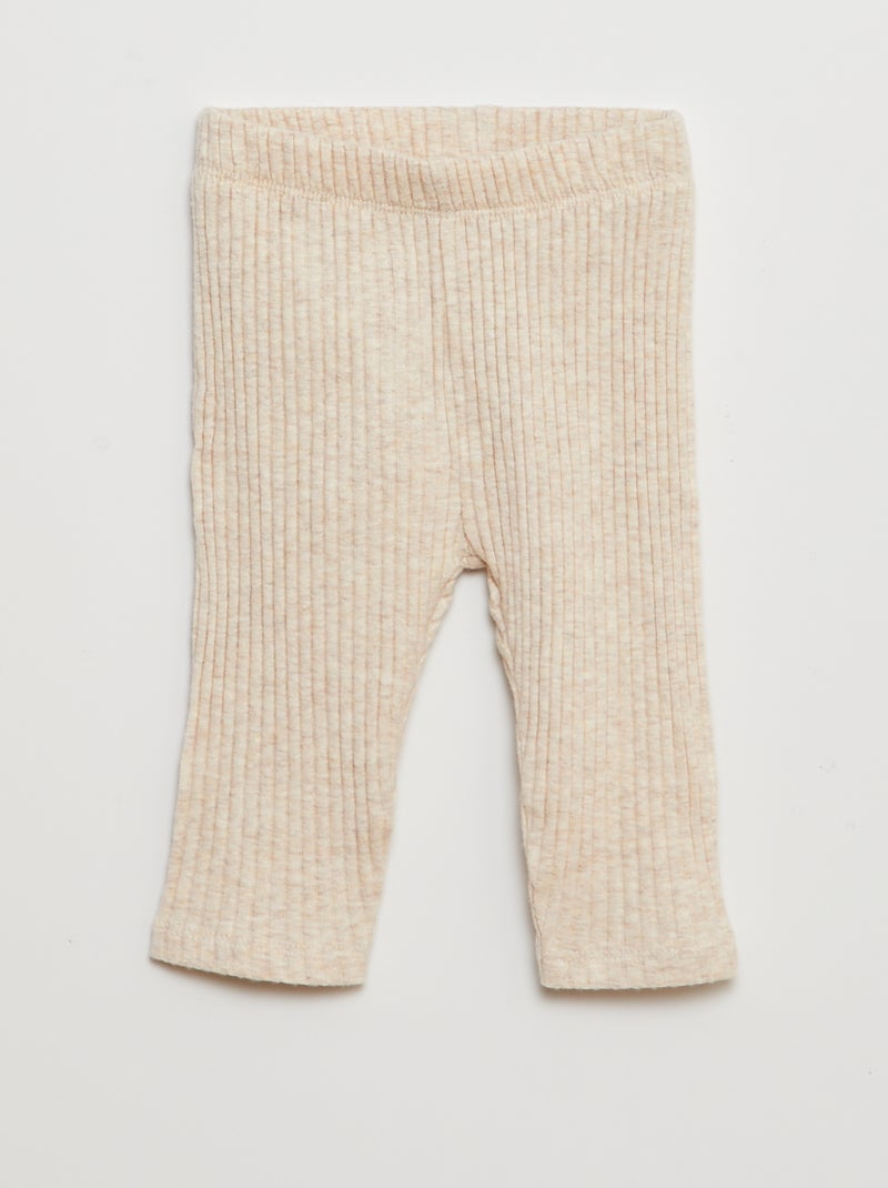 Completo felpa in tessuto felpato + leggings a coste -  2 pezzi BEIGE - Kiabi