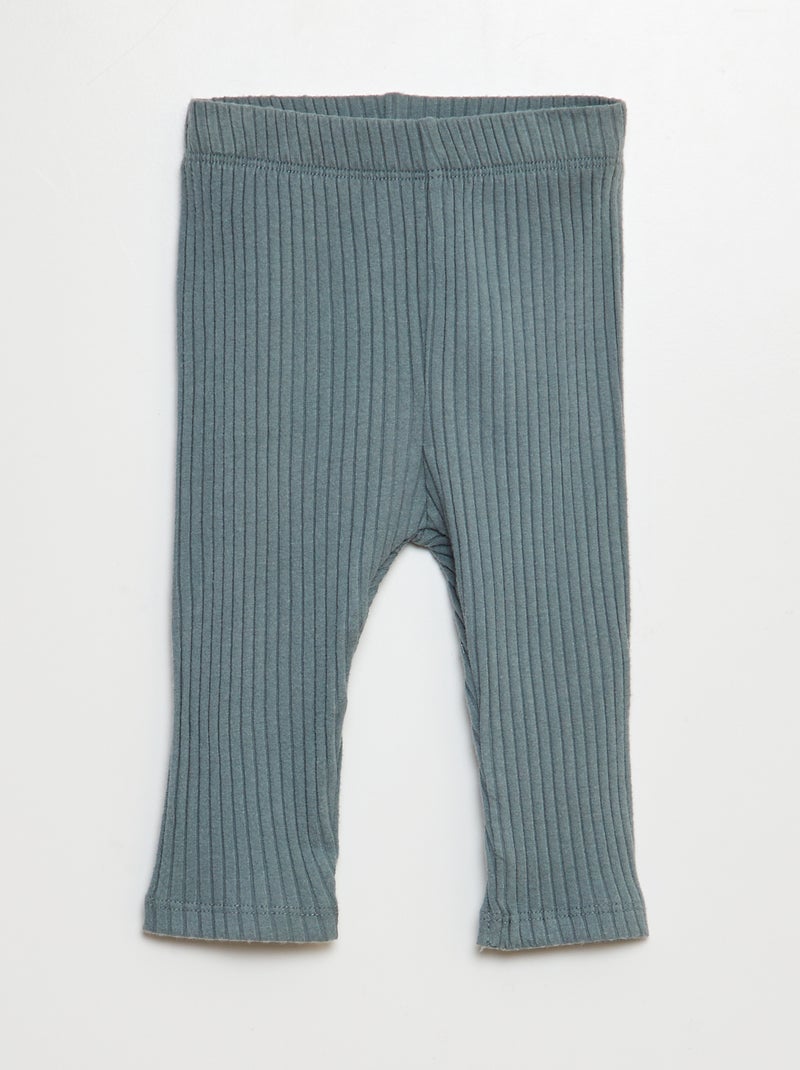 Completo felpa in tessuto felpato + leggings a coste -  2 pezzi BLU - Kiabi