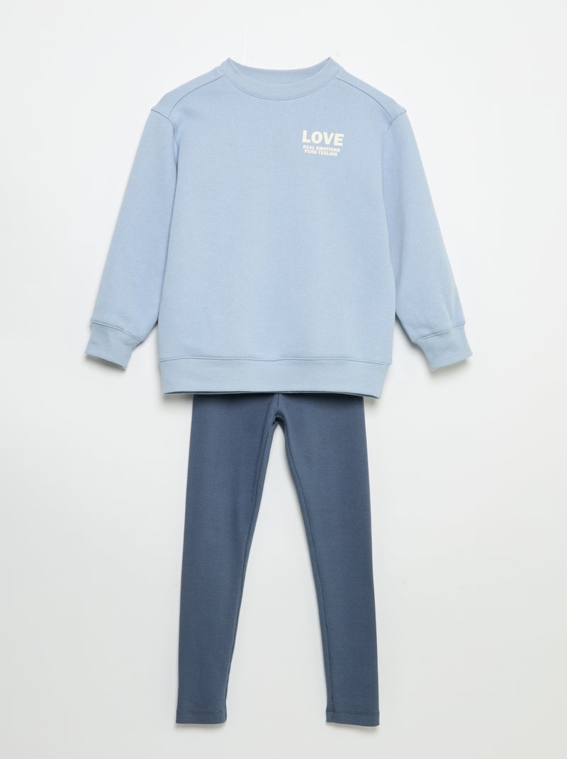 Completo felpa + leggings - 2 pezzi Blu - Kiabi