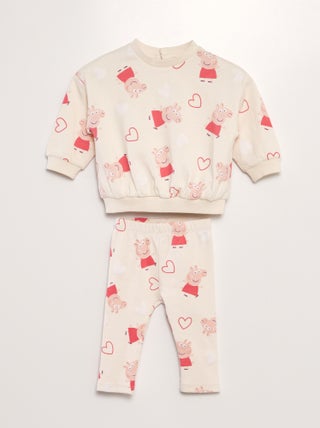 Completo felpa + leggings a coste 'Peppa Pig' - 2 pezzi