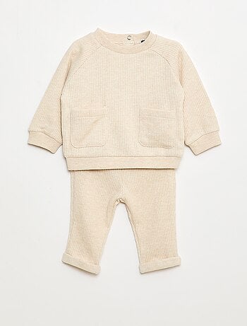 Completo felpa + leggings a costine - 2 pezzi