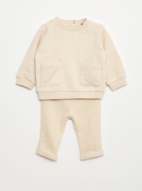 Completo felpa + leggings a costine - 2 pezzi - Kiabi