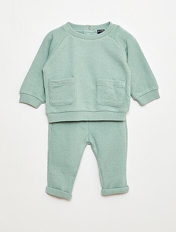 Completo felpa + leggings a costine - 2 pezzi