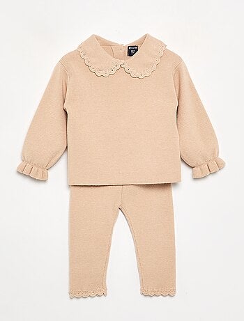 Completo felpa + leggings in maglia compatta - 2 pezzi