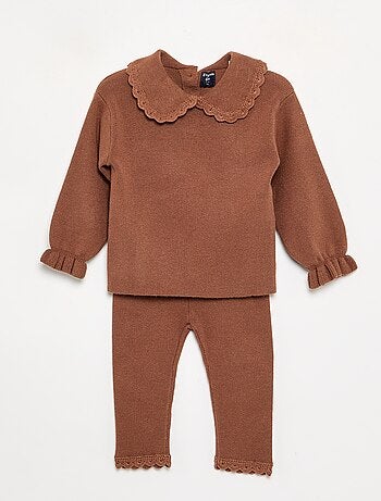 Completo felpa + leggings in maglia compatta - 2 pezzi