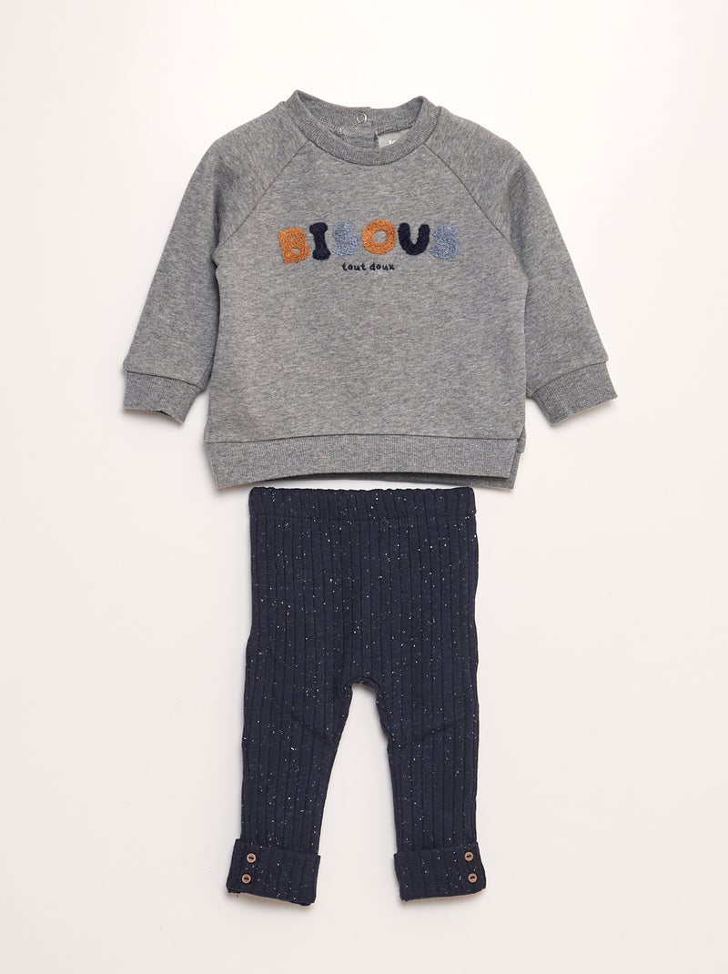 Completo felpa + leggings maculato - 2 pezzi GRIGIO - Kiabi