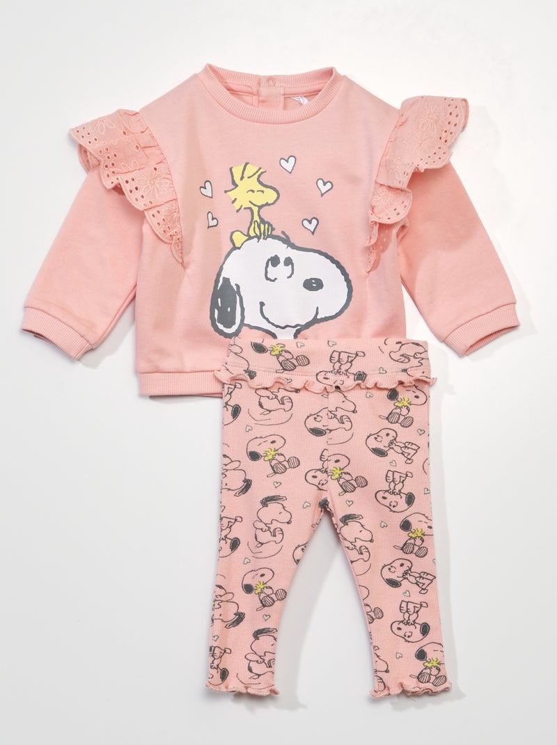 Completo felpa + leggings 'Snoopy' rosa/beige - Kiabi
