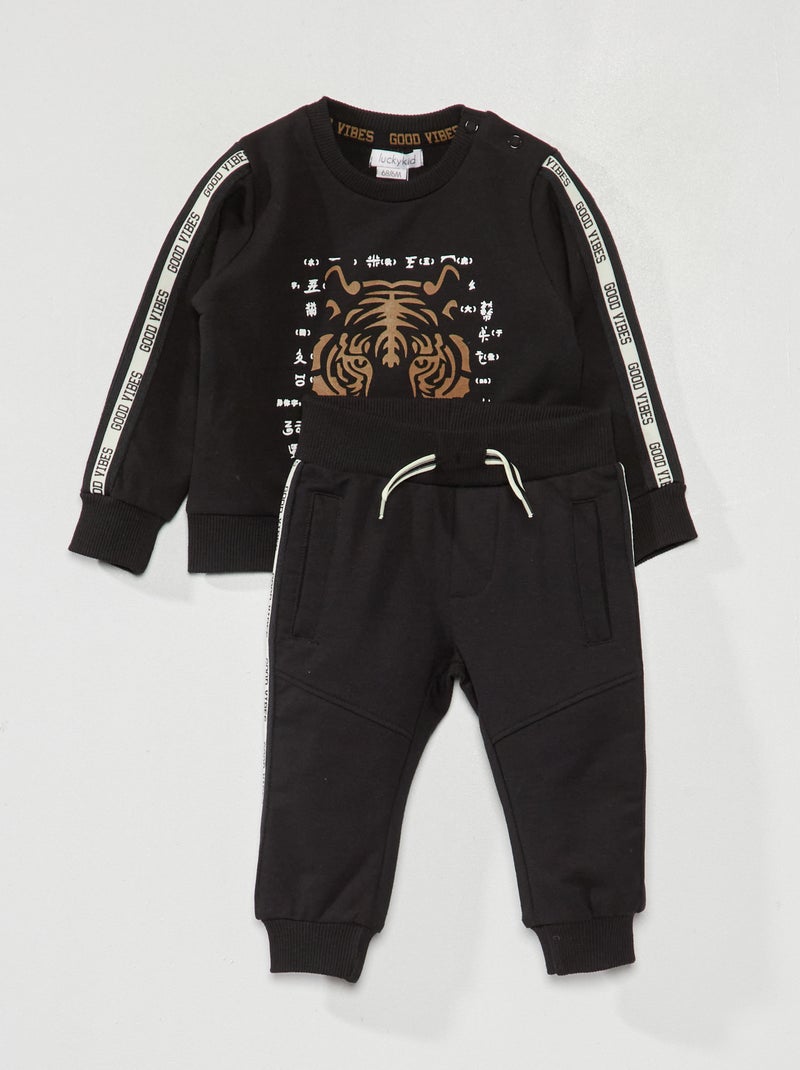Completo felpa + pantaloni - 2 pezzi nero - Kiabi
