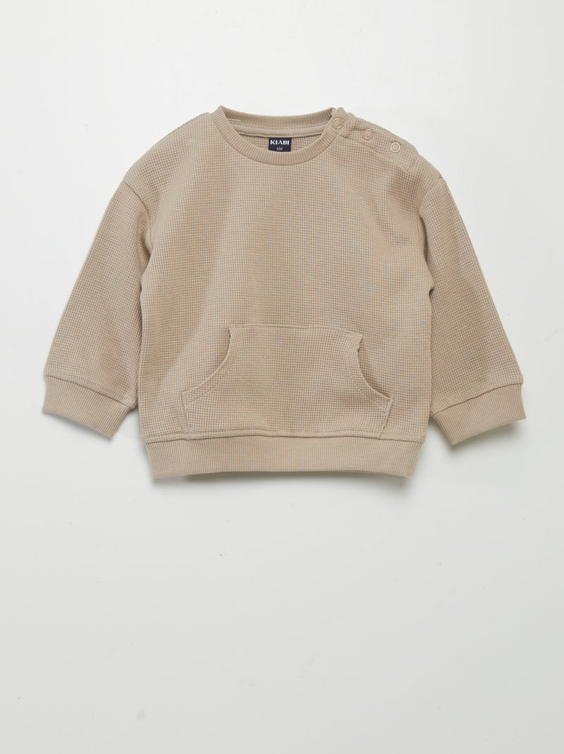 Completo felpa + pantaloni a nido d'ape - 2 pezzi beige - Kiabi