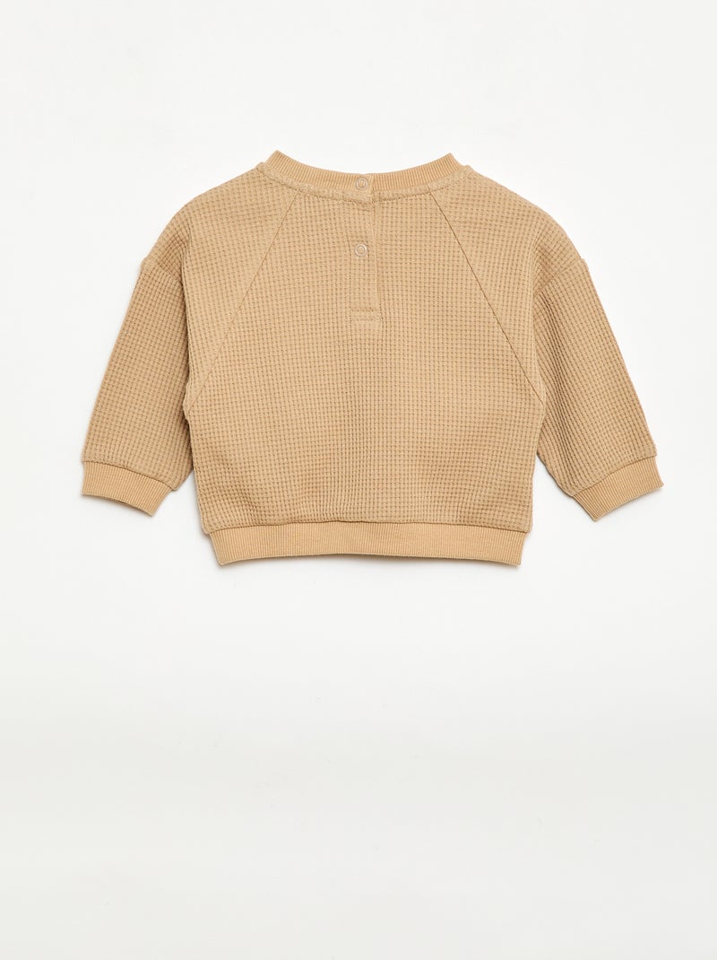 Completo felpa + pantaloni a nido d'ape - 2 pezzi Beige - Kiabi