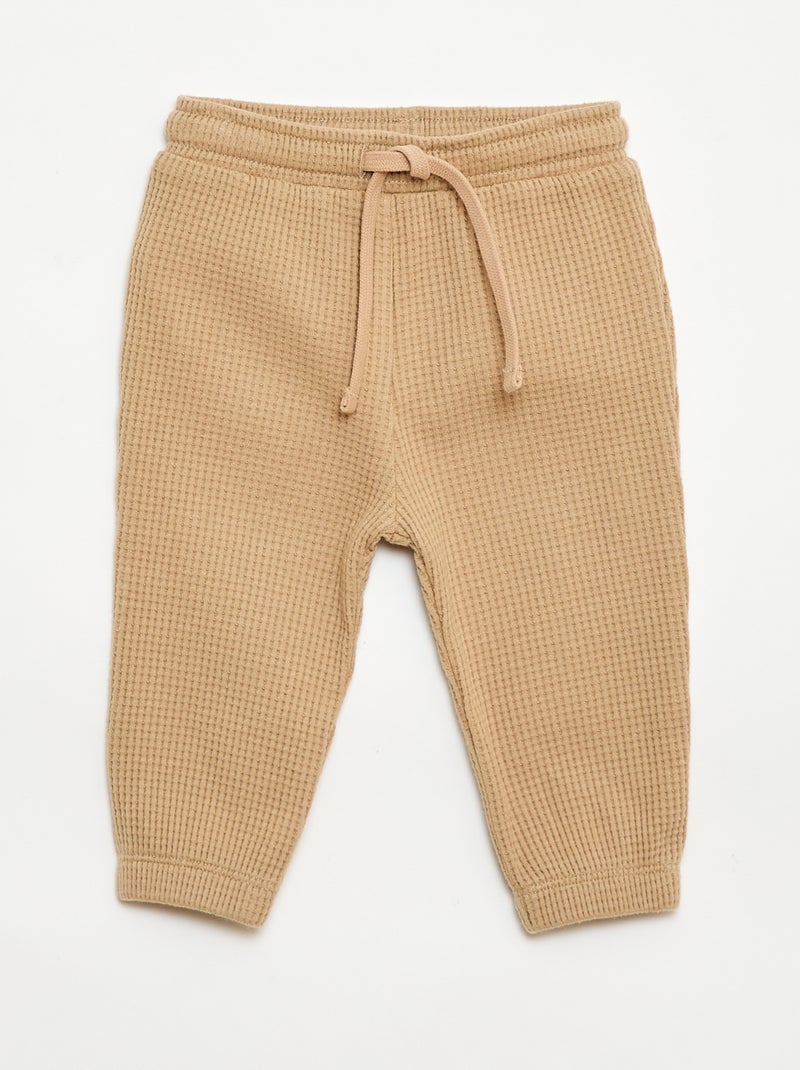 Completo felpa + pantaloni a nido d'ape - 2 pezzi Beige - Kiabi