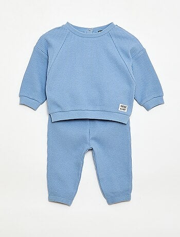 Completo felpa + pantaloni a nido d'ape - 2 pezzi