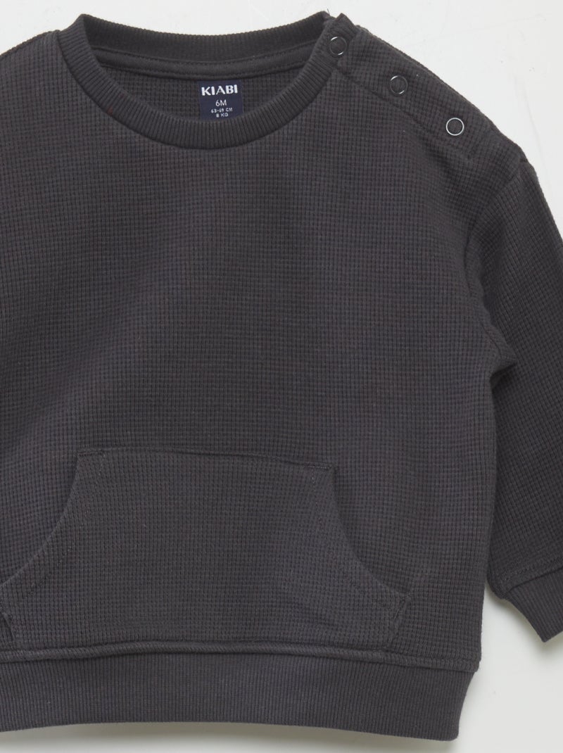 Completo felpa + pantaloni a nido d'ape - 2 pezzi NERO - Kiabi