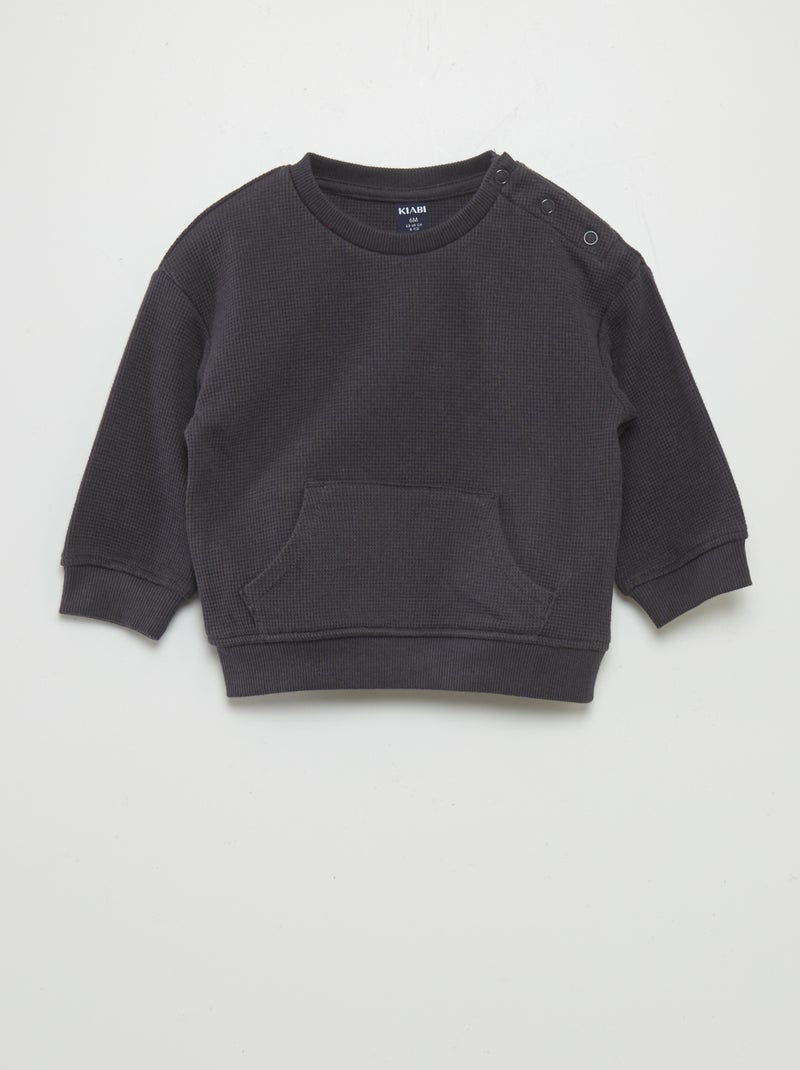 Completo felpa + pantaloni a nido d'ape - 2 pezzi NERO - Kiabi