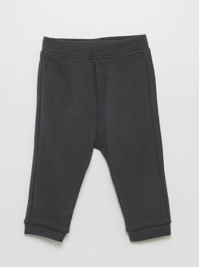 Completo felpa + pantaloni a nido d'ape - 2 pezzi NERO - Kiabi