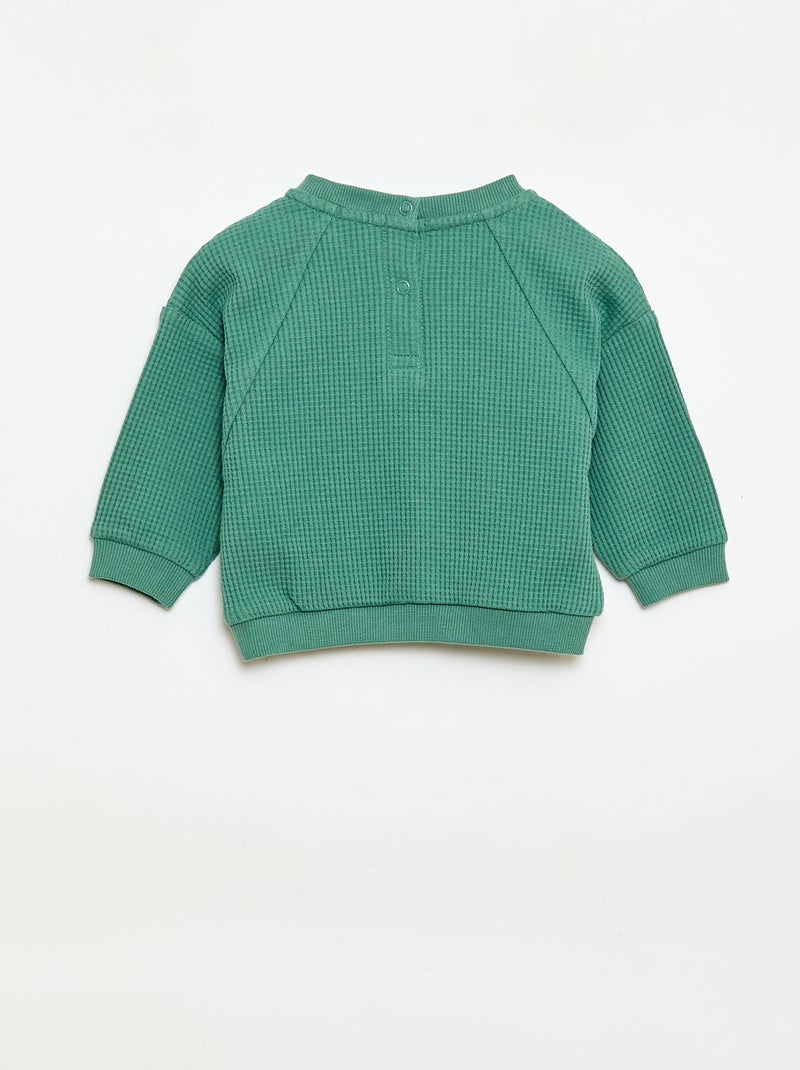 Completo felpa + pantaloni a nido d'ape - 2 pezzi Verde - Kiabi